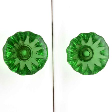 Green Paneled Sides Glass Cabinet Knob